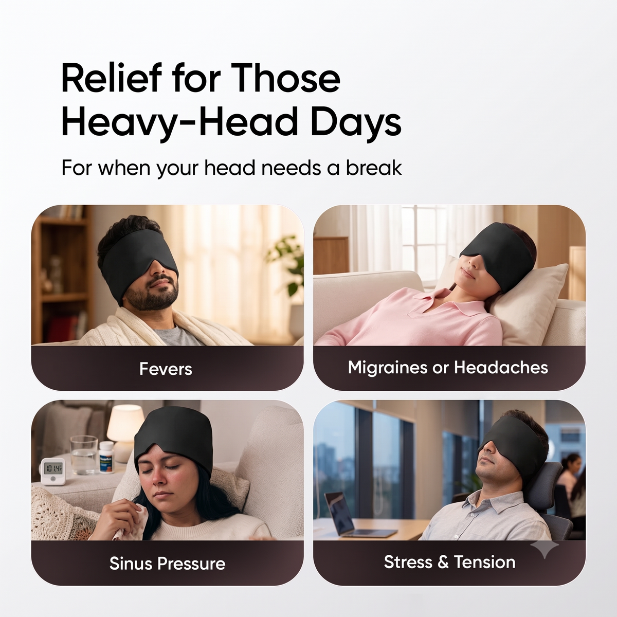 Migraine Relief Cap Headaches, Sinuses, Tension Relief Headache Relief Cap for Men & Women